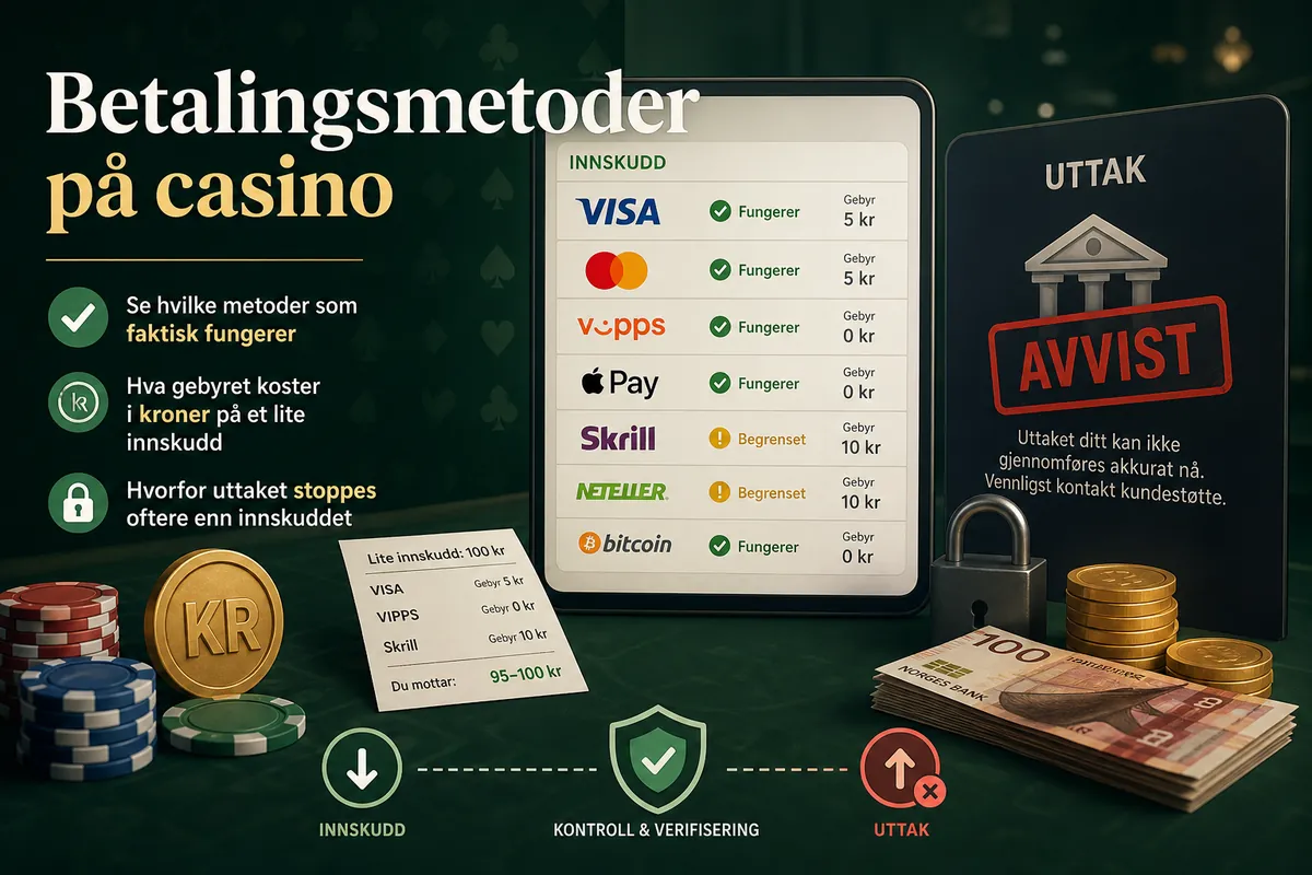 Betalingsmetoder på casino